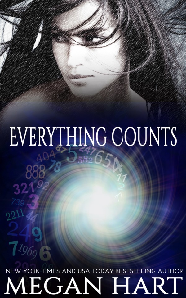 a swirling black hole of numbers with a beautiful woman overlaid