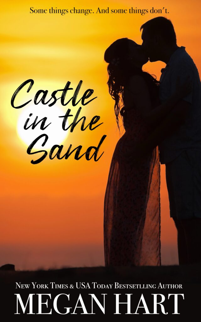 a couple embraces in front of a sunset